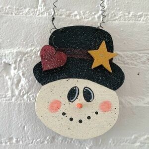 Wooden Snowman Hanging Plaque Hand Painted